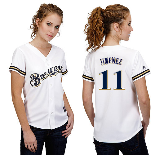 Luis Jimenez #11 mlb Jersey-Milwaukee Brewers Women's Authentic Home White Cool Base Baseball Jersey